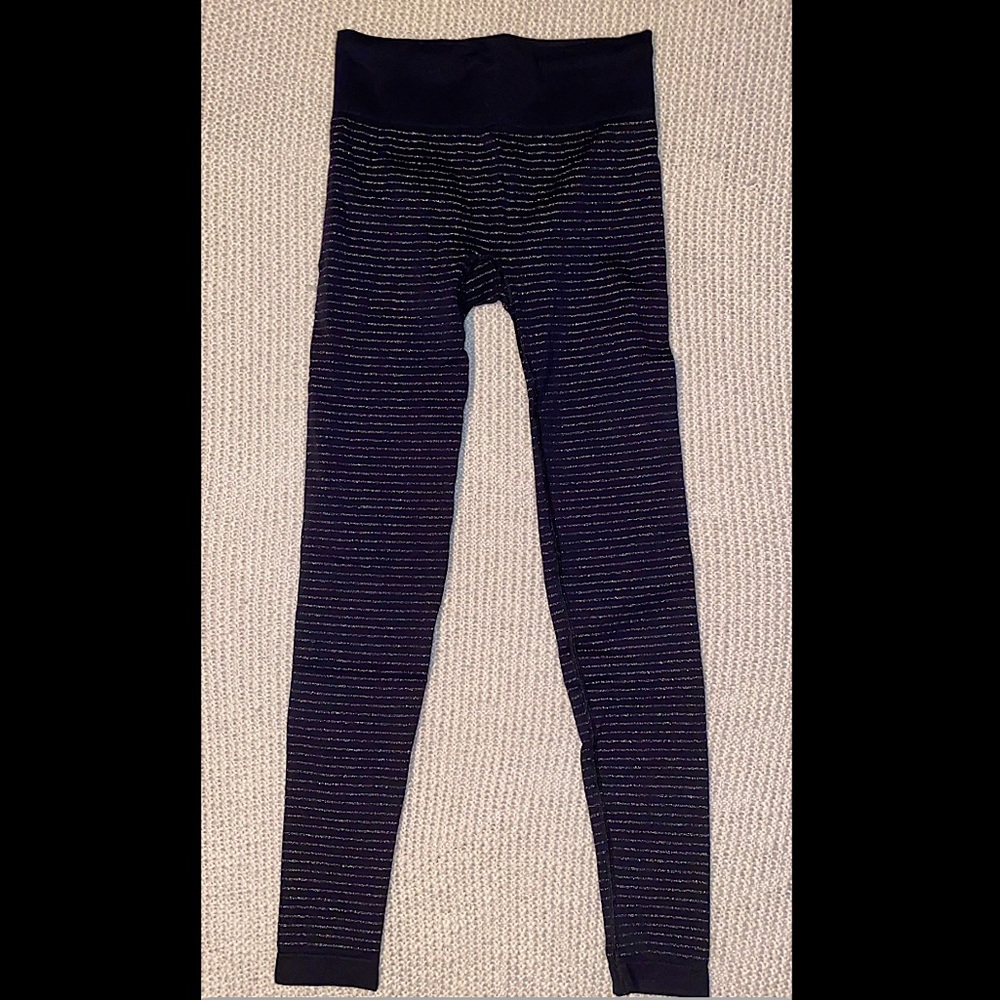 Athleta black and silver shimmer leggings